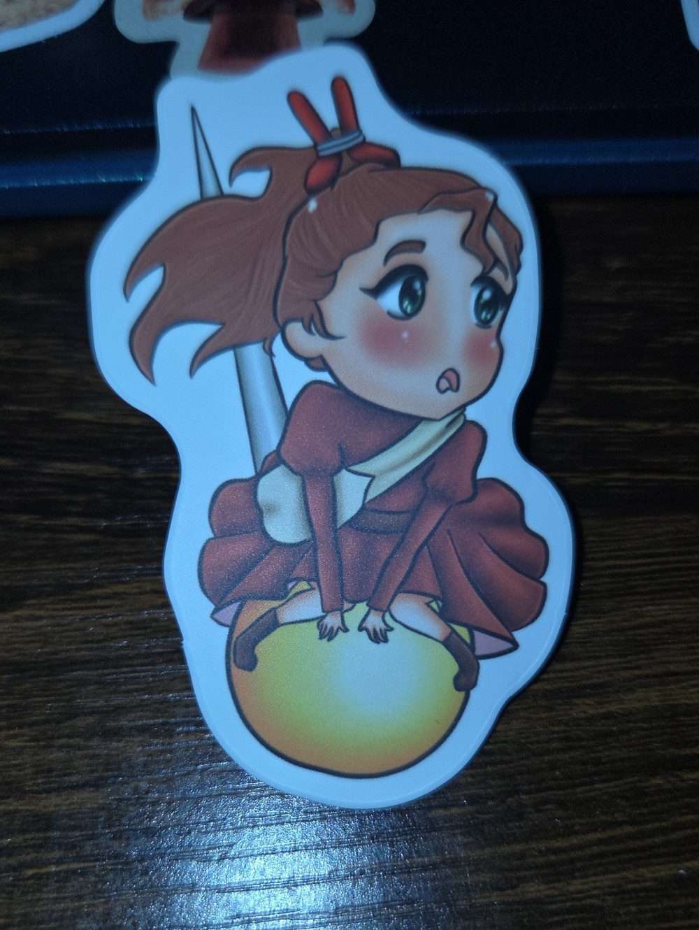 Cute Red Cartoon Girl Sticker — Kids Doll Accessory